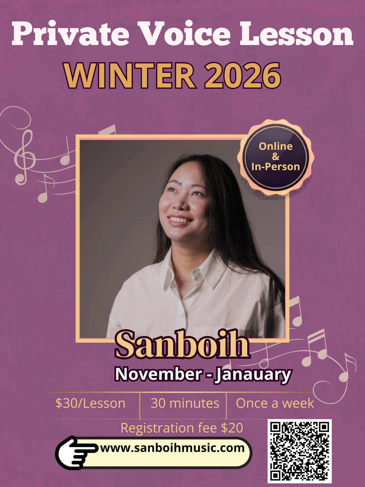 Voice Lesson - Registration Fee ONLY